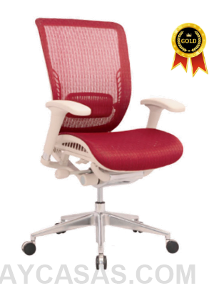 Silla Japón Gerente Marco Beige – Tapizado Rojo