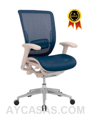 Silla Japón Gerente Marco Beige – Tapizado Azul