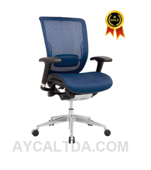 Silla Japón Gerente Marco Negro – Tapizado Azul