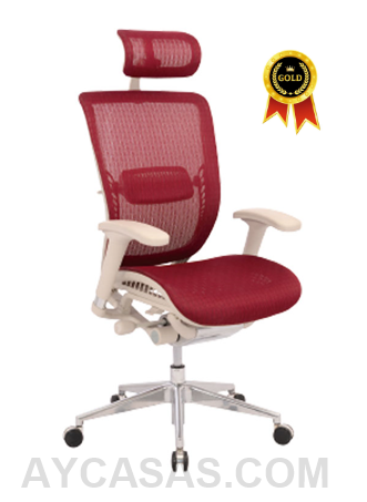 Silla Japón Presidente Marco Beige – Tapizado Rojo