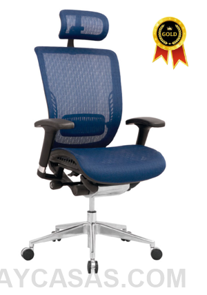 Silla Japón Presidente Marco Negro – Tapizado Azul
