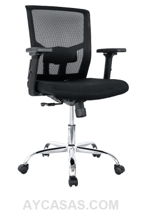 Silla Nairobi Gerente / Asiento En Paño Y Espalda En Malla Base Cromo