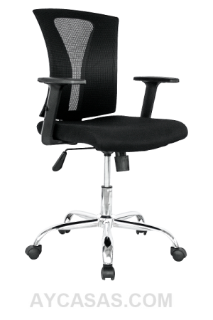 Silla Praga Gerente / Asiento En Paño Y Espalda En Malla Base Cromo
