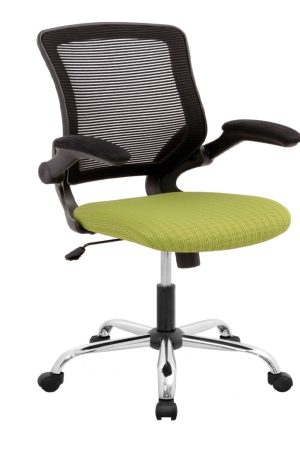 Silla Atenas Gerente / Asiento En Paño color Verde y Espalda en Malla Base Cromo