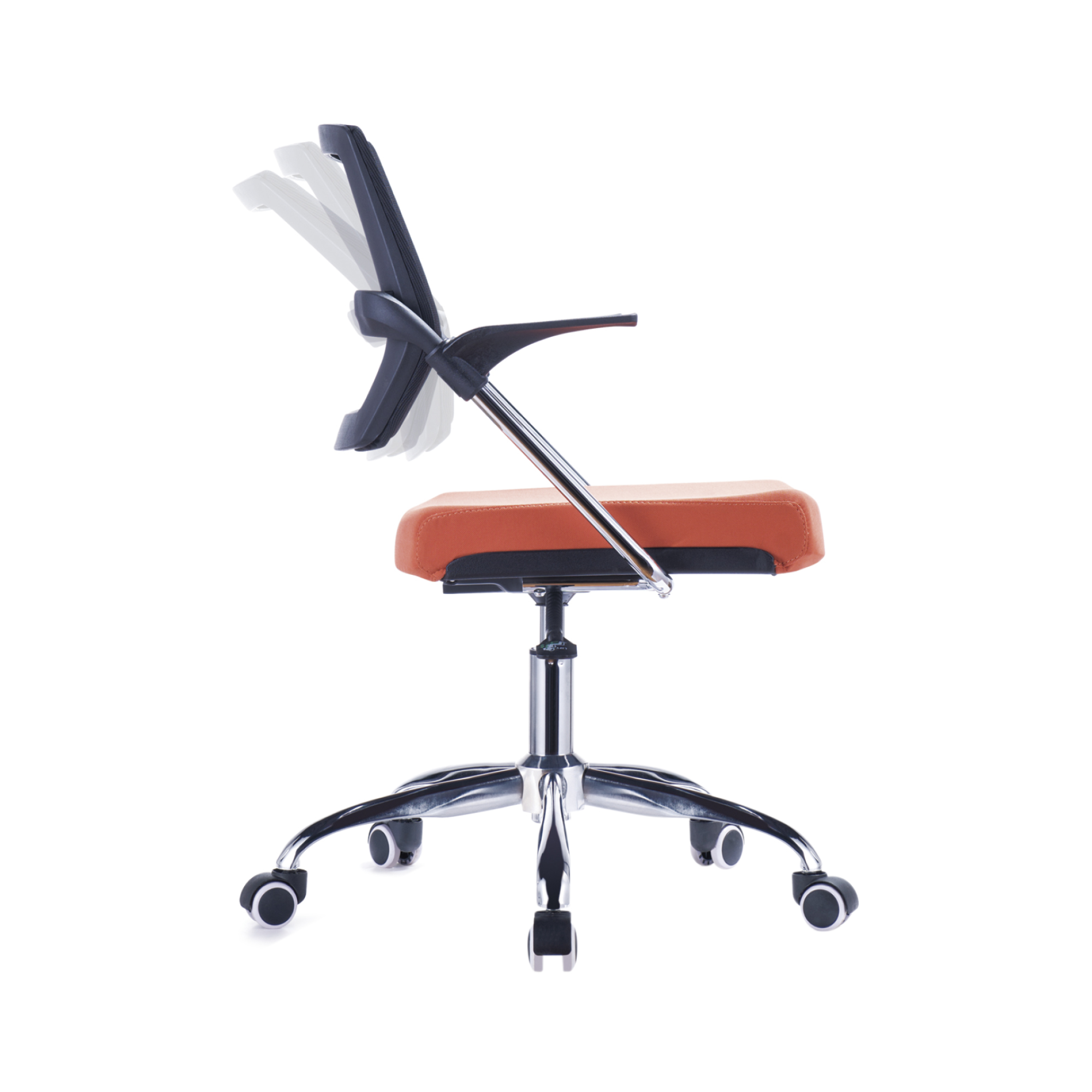 Silla Beirut Marco Negro Operativa / Asiento naranja en Paño y Espalda en Malla