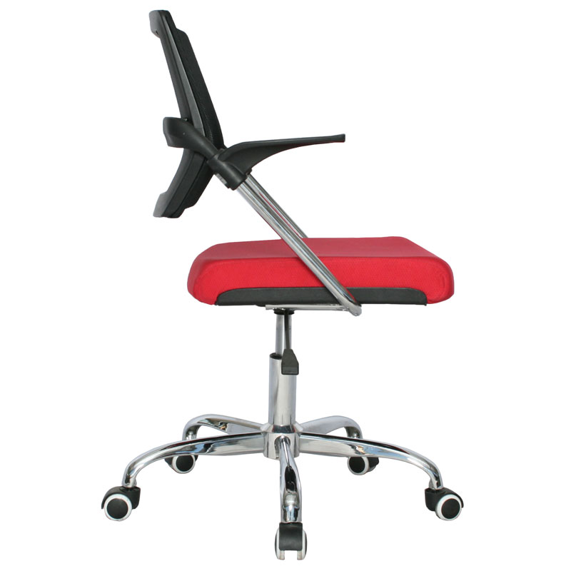 Silla Beirut Marco Negro Operativa / Asiento rojo en Paño y Espalda en Malla - Imagen 3