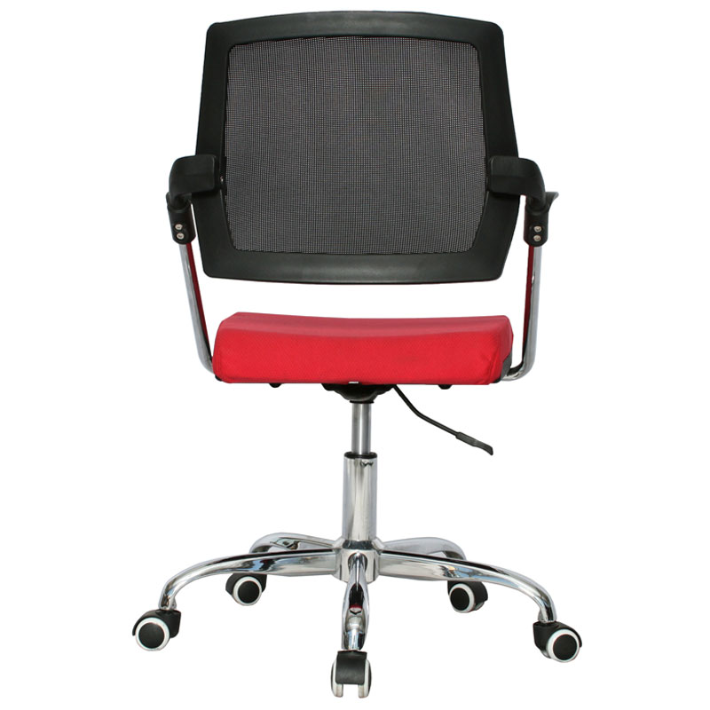 Silla Beirut Marco Negro Operativa / Asiento rojo en Paño y Espalda en Malla - Imagen 4