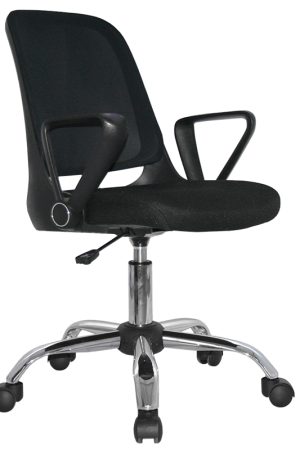 Silla Birmania marco Negro Operativa / Asiento En Paño y Espalda En Malla Base Cromo