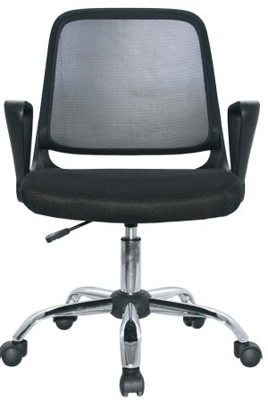 Silla Birmania marco Negro Operativa / Asiento En Paño y Espalda En Malla Base Cromo