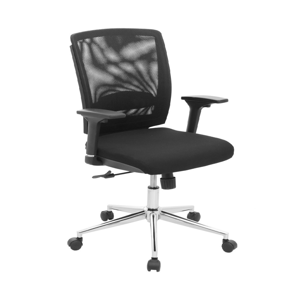 Silla Canada Operativa Brazo Graduable / Asiento En Paño y Espalda En Malla Base Cromo
