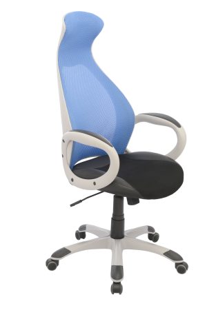 Silla Daytona Marco Gris Presidente / Asiento En Paño y Espalda En Malla color azul