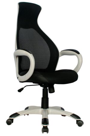 Silla Daytona Marco Gris Presidente / Asiento En Paño y Espalda En Malla color Negra