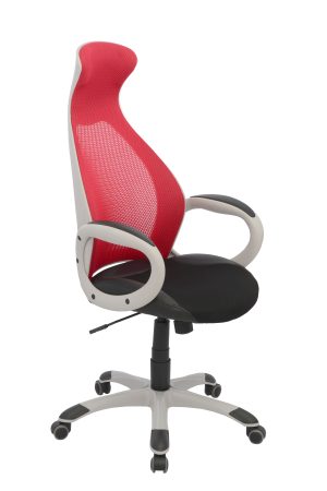 Silla Daytona Marco Gris Presidente / Asiento En Paño y Espalda En Malla color rojo