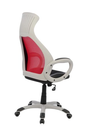 Silla Daytona Marco Gris Presidente / Asiento En Paño y Espalda En Malla color rojo