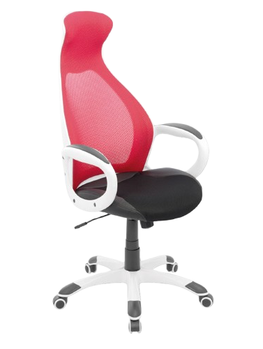 Silla Daytona Marco Blanco Presidente / Asiento En Paño y Espalda En Malla color Roja