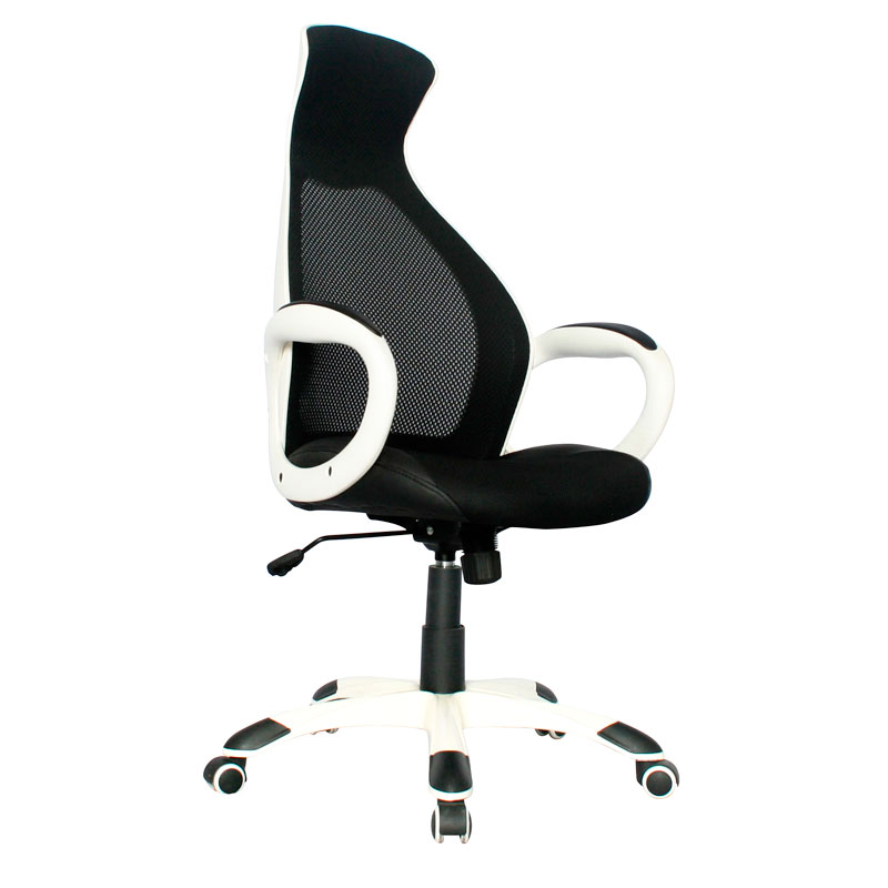 Silla Daytona Marco Blanco Presidente / Asiento En Paño y Espalda En Malla color Negra