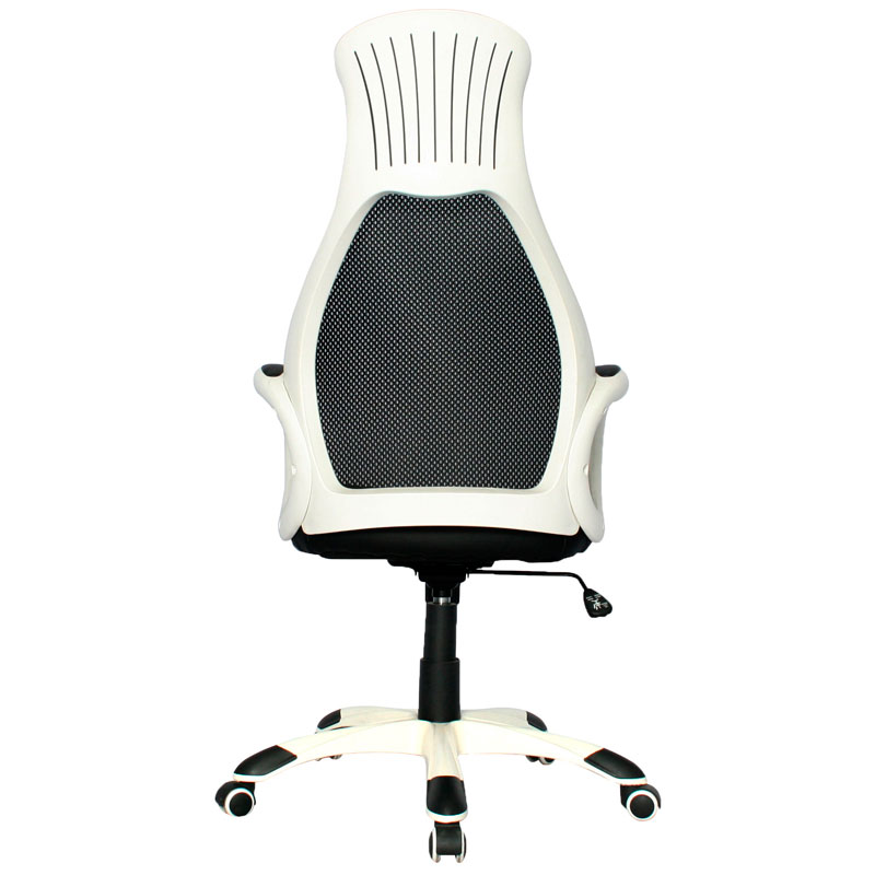 Silla Daytona Marco Blanco Presidente / Asiento En Paño y Espalda En Malla color Negra - Imagen 4