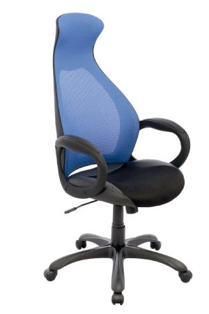 Silla Daytona Marco Negro Presidente / Asiento En Paño y Espalda En Malla color azul