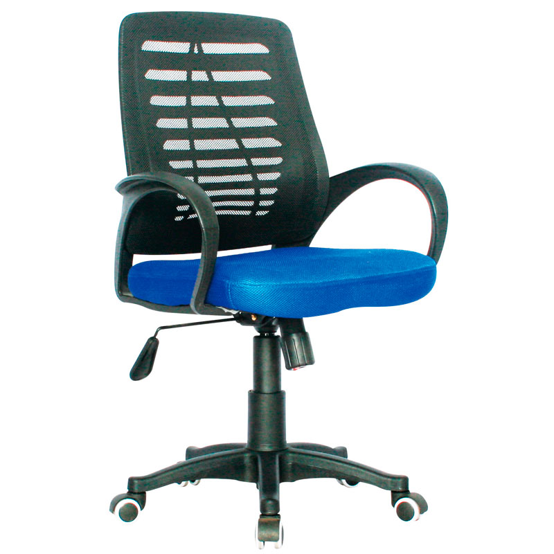 Silla España Operativa Mecanismo Basculante / Asiento En Paño azul y Espalda En Malla Base Nylon