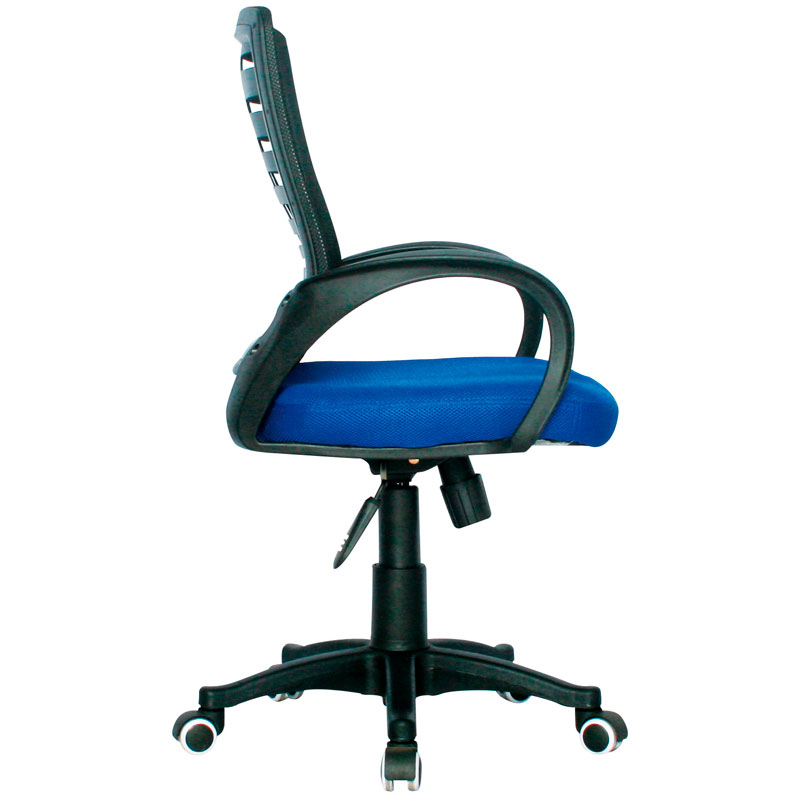 Silla España Operativa Mecanismo Basculante / Asiento En Paño azul y Espalda En Malla Base Nylon - Imagen 3