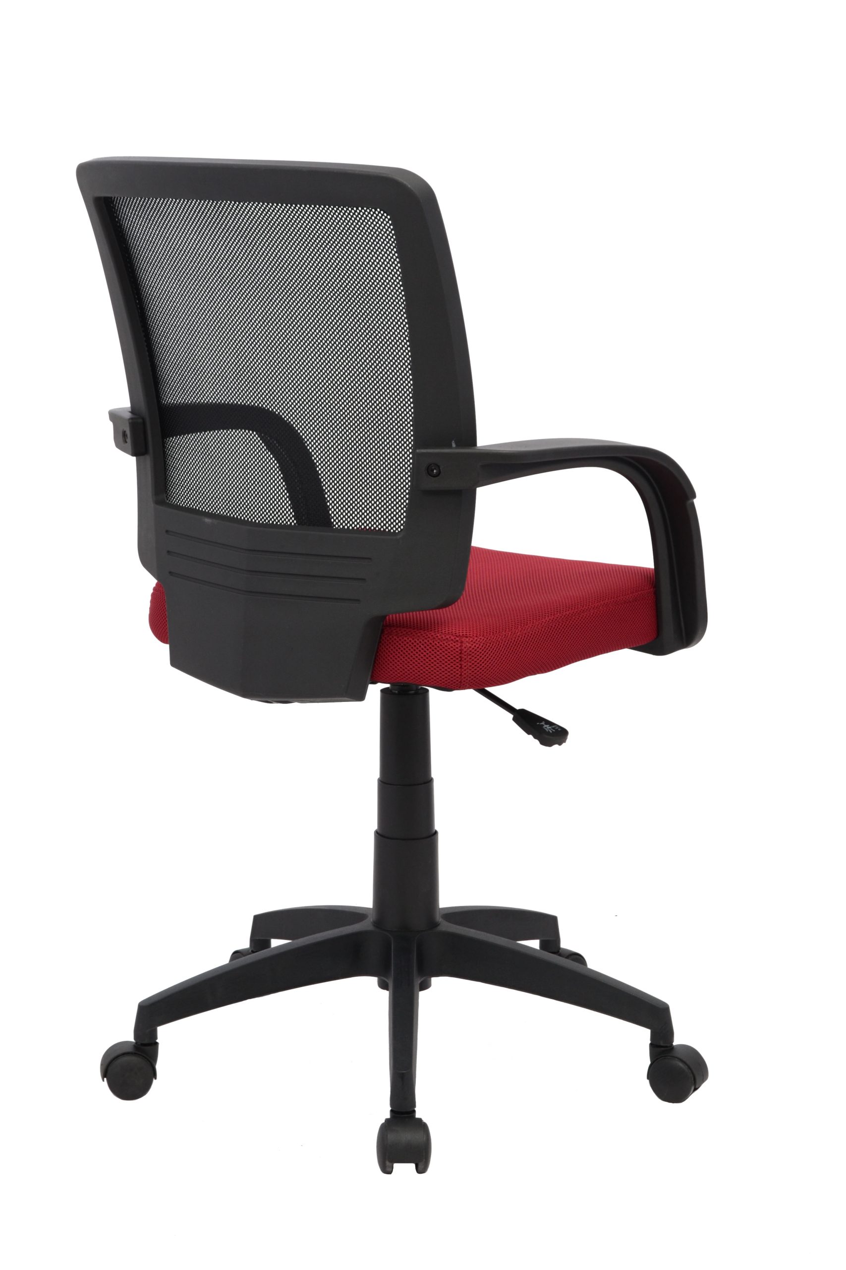 Silla Irlanda Operativa Mecanismo Graduable en Altura / Asiento En Paño color Rojo y Espalda En Malla Base nylon