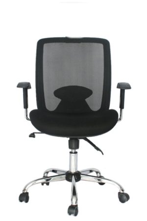Silla Roma Gerente / Asiento En Paño Y Espalda En Malla Base Cromo