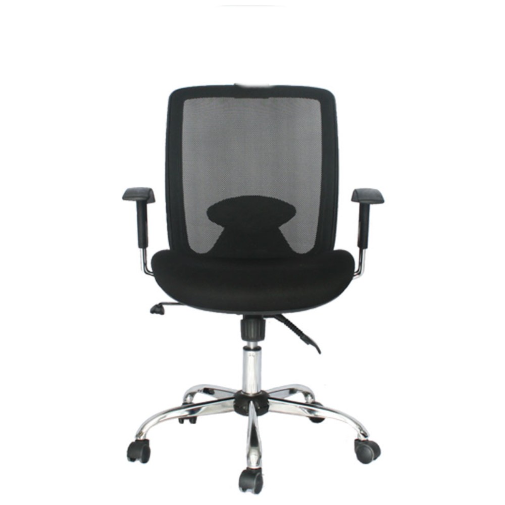 Silla Roma Gerente / Asiento En Paño Y Espalda En Malla Base Cromo - Imagen 2