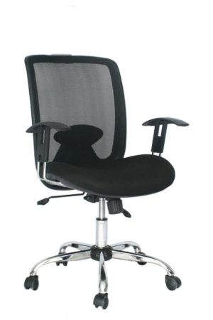 Silla Roma Gerente / Asiento En Paño Y Espalda En Malla Base Cromo