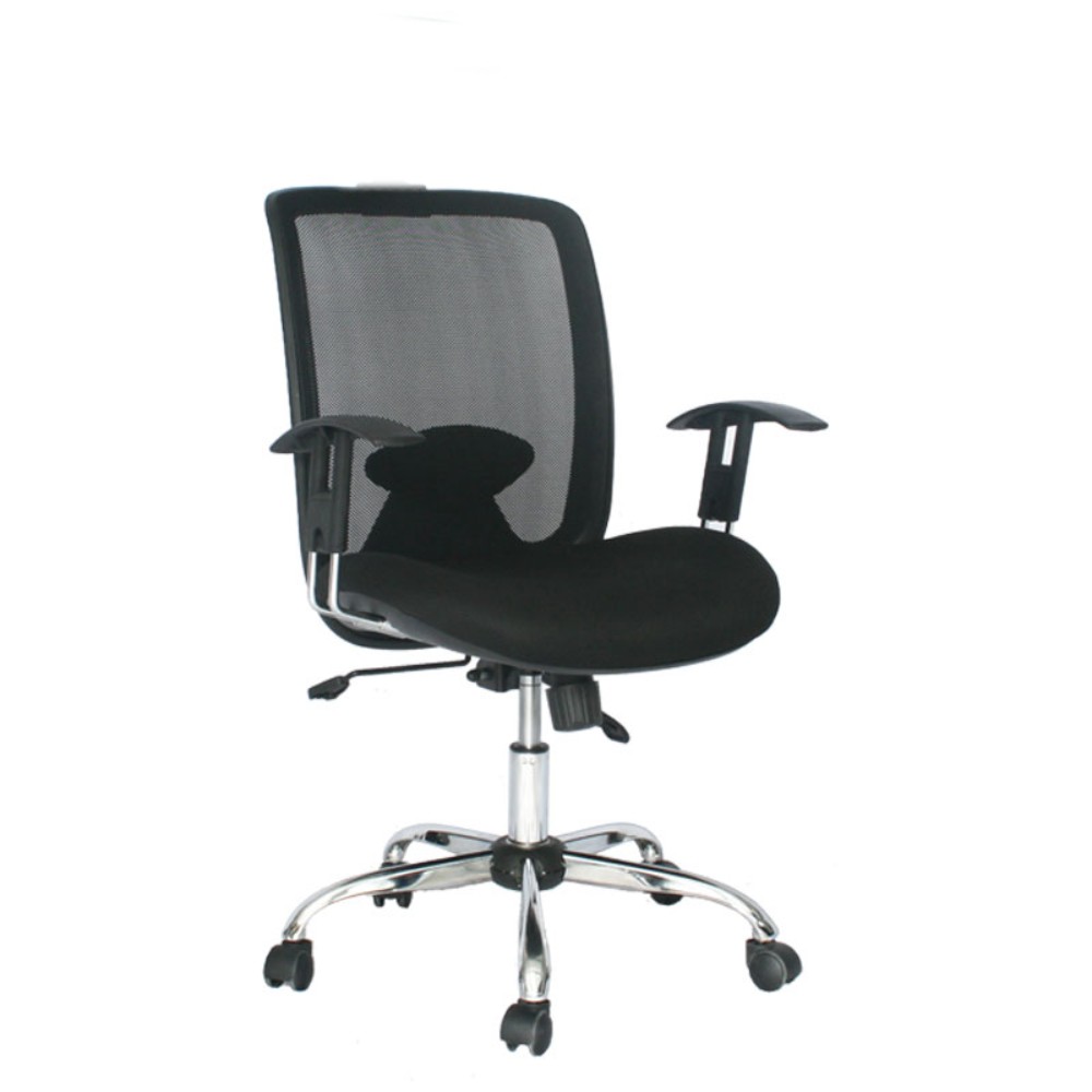 Silla Roma Gerente / Asiento En Paño Y Espalda En Malla Base Cromo