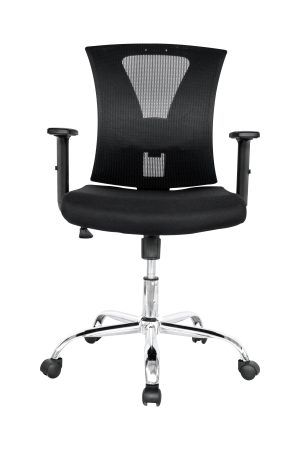 Silla Shanghai Gerente / Asiento En Paño Y Espalda En Malla Base Cromo