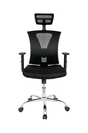 Silla Shanghai Presidente / Asiento En Paño Y Espalda En Malla Base Cromo