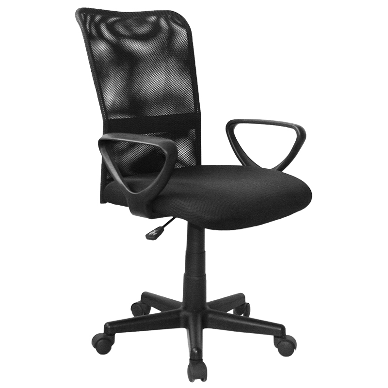 Silla Eslovenia Operativa Brazo Fijo / Asiento En Paño y Espalda En Malla Base Nylon